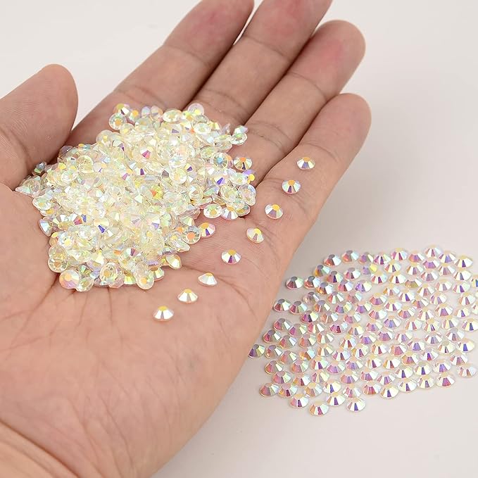 NCB Nancybeads 1500pcs Flatback Round Glass Nail Art Rhinestones Crystal for DIY Making Accessories Shoes, Clothes, Face Art, Bags, Manicure (Starry Meteor, SS20 1500pcs)