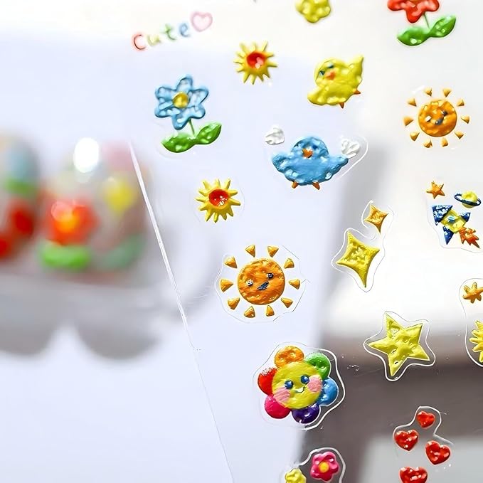 Dedyel Smile Nail Art Stickers 5D Embossed Cute Smile Face Kawaii Self-Adhesive Nail Stickers for Women Girls Kids Nail Art Decoration