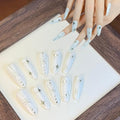 Long Press On Nails Squoval Fake Nails Handmade False Nails White Star Rhinestones Hand-Painted Nail Charms With Designs,Acrylic Nail Kit Gel Nails,Reusable Stick on Nails for Women 10pcs M