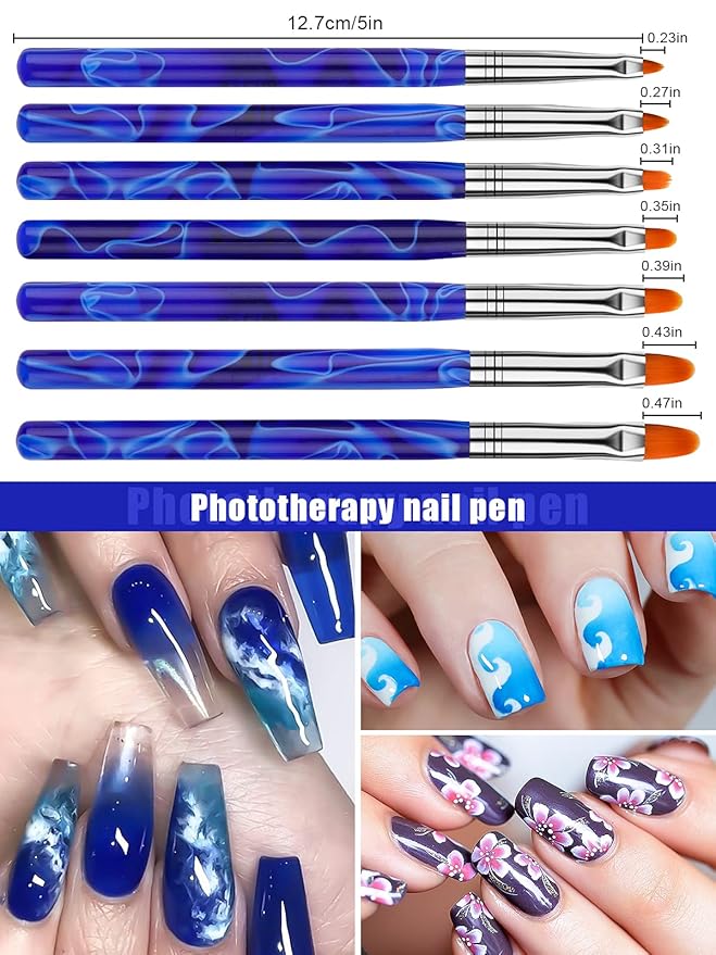 TOROKOM 19Pcs Nail Art Brushes Acrylic Brushes for Nails Art Application Set with Nail Polish Brushes, Nail Design Brushes, Double Ended Dotting Tools, Nail Dust Brush