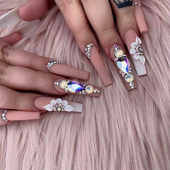 50pcs Flat Back Glass Big Nail Rhinestones Pear Shape Decoration Crystal Ab Stones DIY Craft Accessories Wholesale Nail Supplies for Nail Techs