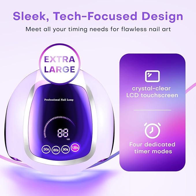 Gugusure UV LED Nail Lamp, Upgrade 180W Nail Dryer for Gel Polish with LCD Display, Auto Sensor and 4 Timer Settings, Professional Curing Lamp Light with 42 Beads for Salon and Home
