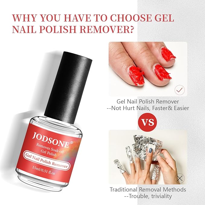 JODSONE Gel Nail Remover No Need Soaking or Wrapping for Quick And Easy Removal At Home with Cuticle Pusher and Nail File