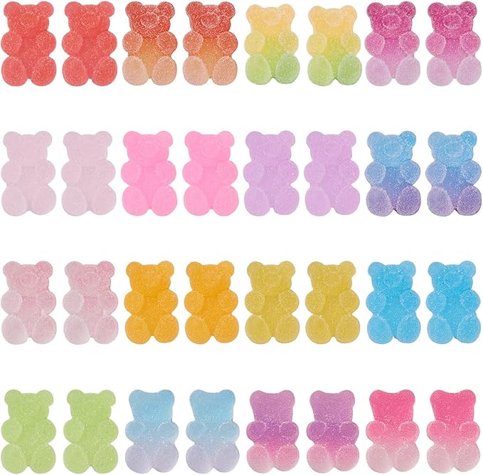FASHEWELRY 160Pcs Resin Gummy Bear Charms Resin Bear Charms for DIY Nail Art Phone Case Decoration