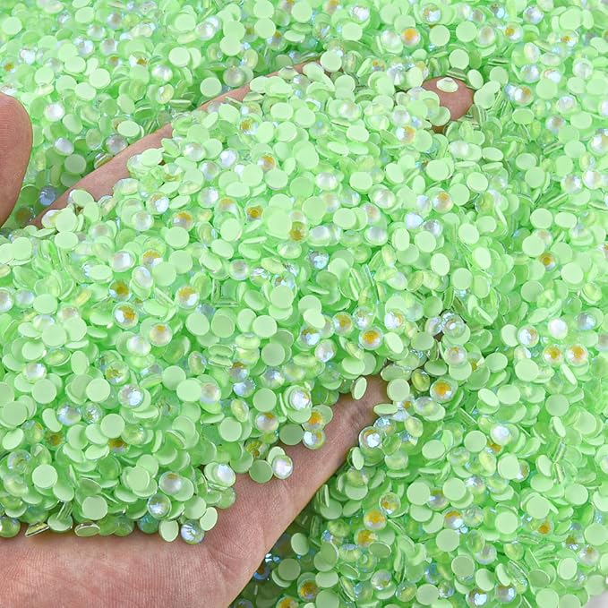 Blinginbox Flatback Rhinestones Round Gems, 1440pcs Luminous Series Glass Stones Neon Gems Non Hotfix Crystal Rhinestones for Nail Charms Crafts Clothes Tumblers,Mac. Mint AB Luminous,SS16.