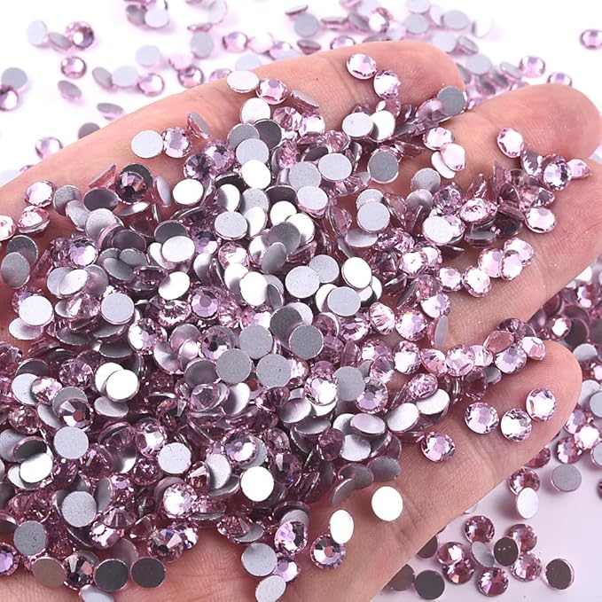 Blinginbox 1440Pieces SS10/2.7-2.9mm Flat Back Crystal Rhinestones Round Gems for Nail Art,Lt.Pink