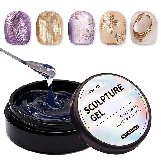 3D Nail Sculpting Gel 20g– Professional Carving & Shaping Gel for Nail Art, Rhinestones & Charms, Compatible with Chrome Powder Effects, Long-Lasting UV/LED Cure Formula