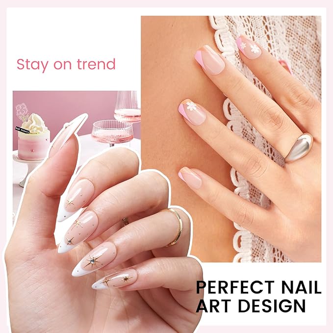 TPO and HEMA Free Gel Nail Polish Kit with U V Light - White Nude Light Pink at Home Gel Manicure Kit with Base & Top Coat Chrome Nail Powder - 4 Colors Nail Art Starter Gift for Women Girl