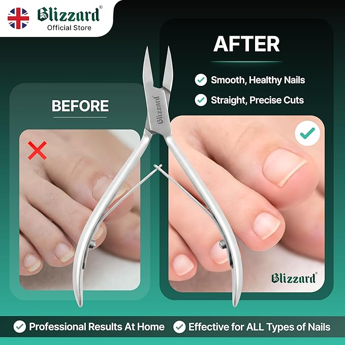 Ingrown Nail Clippers for Men with Ingrown Toenails – Blizzard Podiatrist Toenail Clipper Set German Forged (13 - Arrow Point - Smooth)