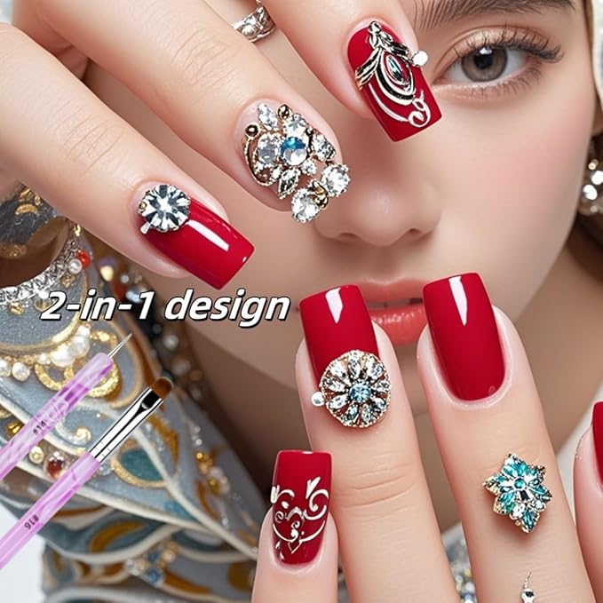 French Brush for Nails Premium 2 Way French Gel Acrylic Nail Art Brush & Dotting Tool ，#12#14#16 Professional French Tip Nail Brush Nail Salon Quality Brush, Nail Dotting Pen (3 Pcs)