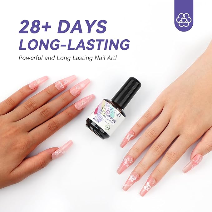 SAVILAND Nail Primer No Lift: 2024 Acid Free Primer Nail Prep Bond with Vitamin E Ingredient Castor Oil for Gel Acrylic Dip Nails, Ultra-Strong Adhesion Protein Nail Bond Nail Supplies Home Salon