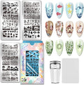 PH PandaHall 3pcs Animal Plant Nail Stamping Plates, Grassland Scene Nail Art Templates Beautiful Sight Stainless Steel Image Plate Art Stencils for Women DIY Print Manicures Salon Design Supplies