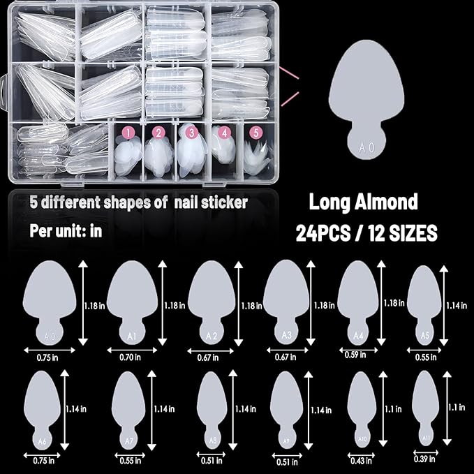 Allstarry 360pcs Nail Dual Forms, Silicone French Nail Forms for Poly Gel Nail Gel Extension Full Cover Acrylic Nail Tips 5 tpye nail form and Silicone Reusable Stickers for Nail Art Design