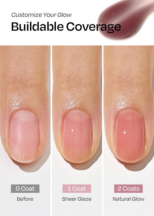 ohora Natural Glow Milk Syrup Nail Strengthener (Taro) - Tinted Nail Hardener for Brittle, Damaged Nails, Quick-Dry Glossy Finish, Nail Repair & Growth, 15 mL