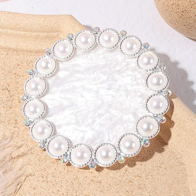Gel Nail Palette CXUEMH Vintage Resin Nail Art Palette with Pearls, Rhinestones Edge Nail Color Mixer Nail Holder for Painting Nails Nail Art Display Polish Holder Manicure Tool (white (Pearls))