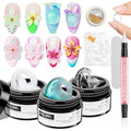 Sculpting Gel for Nail Art, Non-Stick Hand 3D Gel Nail Art Clear White and Green Aurora Molding Nails for Home Manicure, Nail Salon, Nail Charms, Solid, Extension, Carving Builder Gels
