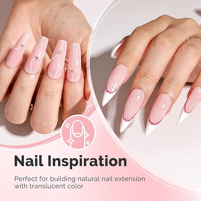MelodySusie Pink Shimmer Builder Nail Base Gel for Nails Thickening, Soak Off UV Extension Gel, Rhinestone Nail Glue for Nail Art Design Salon DIY Manicure at Home Gift for Women-458