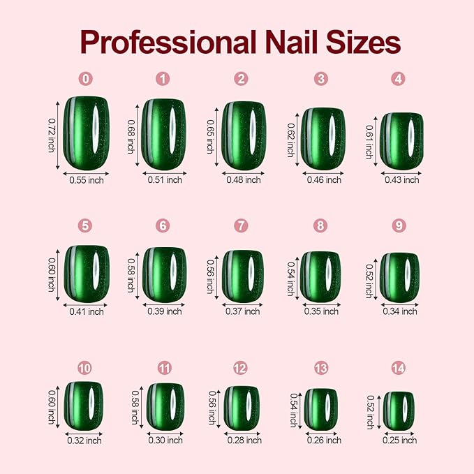 150Pcs Cat Eye Press on Nails Short Square, Plauva Glossy Glitter Cat Eye Nail Tips, Soft Gel Fake Nails for Women and Girls Stick On Nails in 15 Sizes
