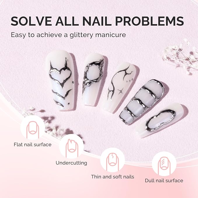MelodySusie 2PCS 15ML Clear Milky White Builder Nail Base Gel for Nails Thickening,Soak Off UV Extension Gel,Rhinestone Nail Glue in a Bottle for Nail Art Design Gift for Women