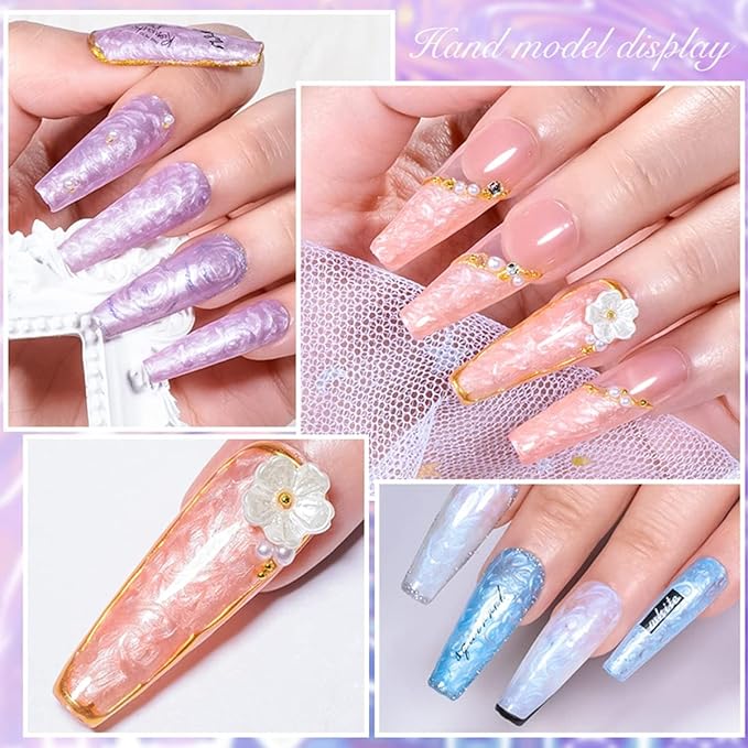 Liner Gel Nail Art Polish 12 Colors Set, Pearl Colors Painted Liner Gel Nail Polish Kits Acrylic Nail Art Line Drawing LED Required