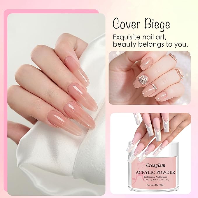 Professional Acrylic Powder for Nail: Large Capacity 3 Colors Pink Lcing Cover Biege Cover Rose Acrylic Nail Powder Polymer for Carving Nails - 28g 3D French Nail Manicure Extension