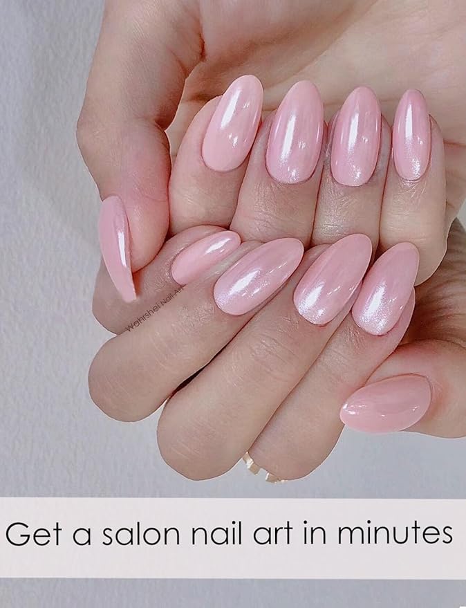 Semi Cured Gel Nail Strips, Glazed Donut, Pink 20pcs Adhesive UV Sticker, Wraps for Home Manicure DIY