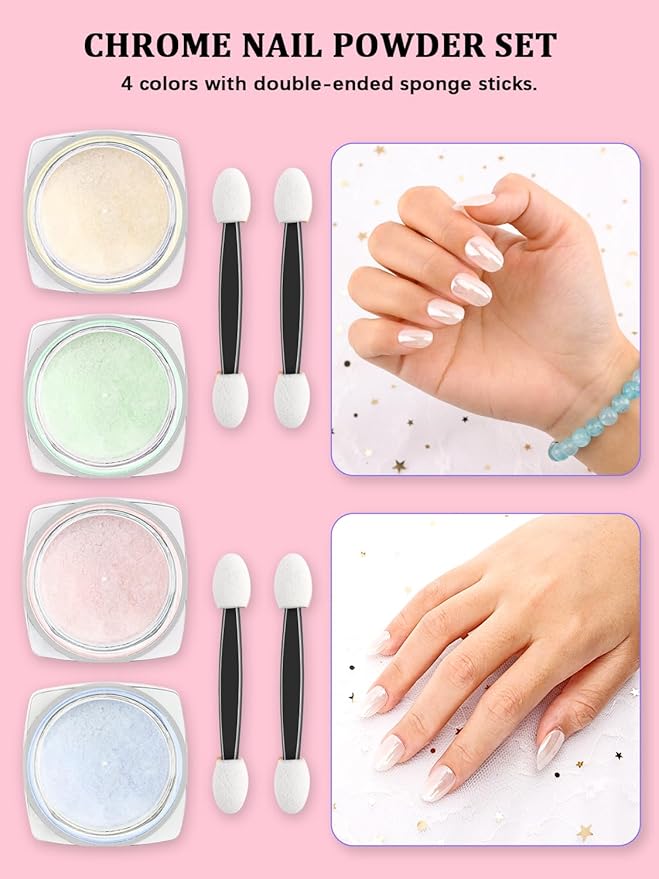 Nail Art Kit, Nail Art Tools, Nail Design Tools, Nail Art Brushes Decoration Kit, Nail Dotting Tool, Nail Kit for Beginners, Chrome Nail Powder, Nail Stickers, Nail Rhinestones, Nail Charms Gems