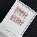 10Pcs(1Pack) Handmade Press On Nails 3D Flower Nails Cute Catoon Owl Nails for Women Party Holiday Daily Wear Size L