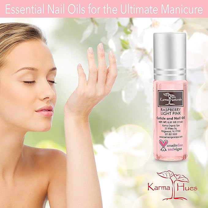 karma organic Raspberry Cuticle Oil - Daily Natural Moisturizer for Nails - and Skin Care Nourish, Soothe & Cruelty Free 100% Pure - Treatment for dry and cracked cuticles