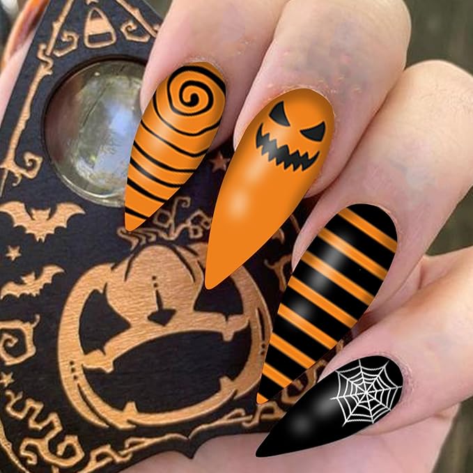 TailaiMei 12 Sheets Halloween Nail Wraps Stickers, Spider Web Nail Polish Strips Self-Adhesive Full Wraps with 2 pcs Nail Files for DIY Nail Art Decals (Spider Web Style)