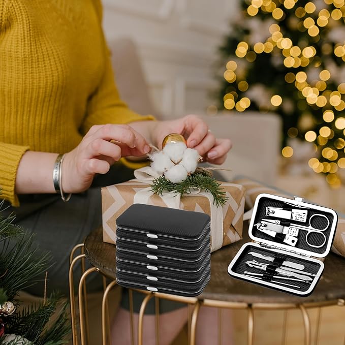 24pack Manicure Set in Bulk, Nail Clippers Kit Stainless Steel Fingernail Clippers Set, Sturdy Nail Tip Cutter Trimmers Professional Grooming Toenail Clippers Personal Pedicure Kits (8-in-1, Black)