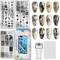 PH PandaHall 3pcs Vintage Texture Nail Stamping Plate Graffiti Text Nail Art Stamper Butterfly Nails Arts Stencils Rose Flower Nails Design Stamp Manicure Image Plates for Women Manicure Salon Print