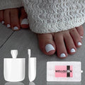 White Toe Nail Press Ons, 150pcs Square Pre-Designed Soft Gel Thick False Toenail Extension for Women, Fake Full Cover Acrylic Nails for DIY 15 Sizes