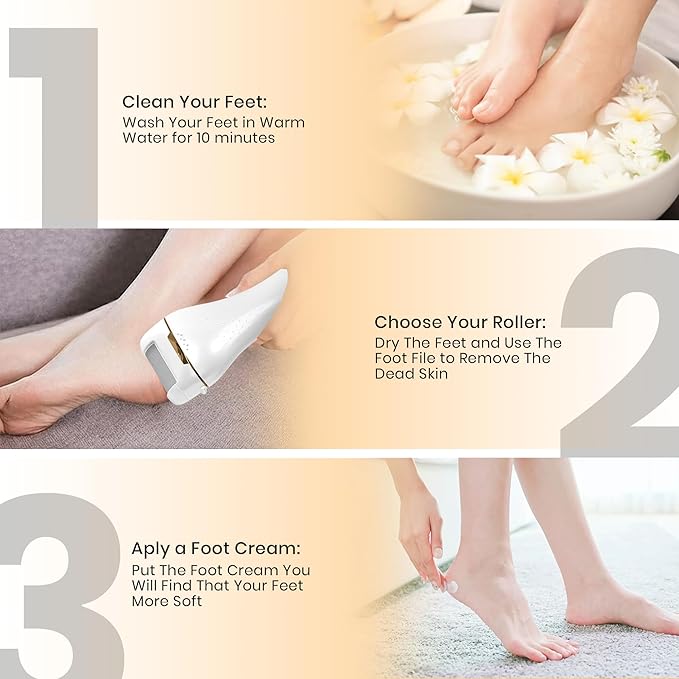 Electric Foot Callus Remover for Cracked Heels, Rechargeable Waterproof Pedicure Tool, Professional Foot Care Kit with Travel Organizer Bag & Nail Clipper | BukDot