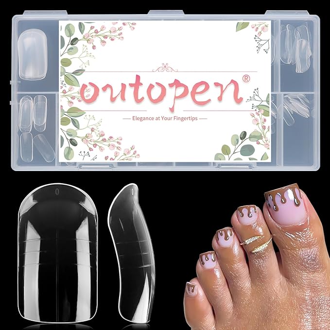 outopen 300pcs Wide Square Toe Nail Forms Clear Toenail Extension Nail Mold Full Cover Nail Art Mold for Toes for Wide Nail Beds Acrylic Extension Nail Forms for Beginners DIY Manicure, 15 Sizes