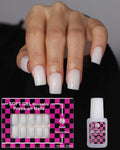 Press on Nails,White Short Square, 19 Sizes, 38 Pieces,Fake Nails with Brush-on Glue & Adhesive Tabs (Milky White)