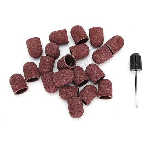 Nail Sanding Band Drill Bit, Manicure Sanding with 20 Grinding Head Bits for Electric Nail Drill, Manicure Toolail Sanding Bands Grinding Sand for Nail Drill(Brown)