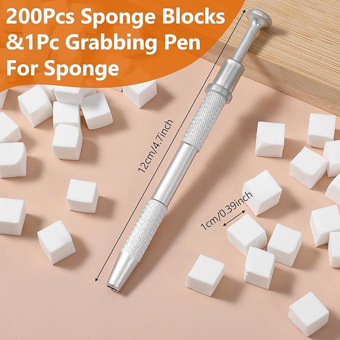 200 Pcs Nail Art Sponge for Ombre Nail Art Supplies Brushes Design Tools Nail Tech Must Haves Accessories With 1 Pcs Grab Pen Painting Halo Dyeing Tool for Salon And Home