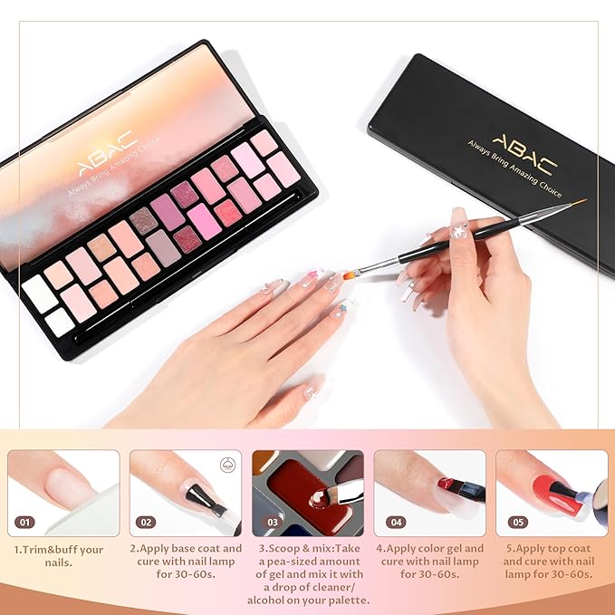 ABAC Solid Jelly Gel Nail Polish Set Hema Free Sheer 24 Colors w/Dual Brush - Nude Pink Shades,Non-Toxic & Transparent Long-Lasting Soak-Off Gel Kit for Home & Salon Use-Spring/Summer Nails