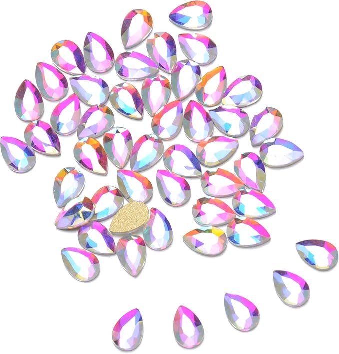 AD Beads Top Czech AB Crystal Flatback Rhinestone Nail Art Decoration Multi Shape (S02 Drop 4x6mm, 100 Pcs)