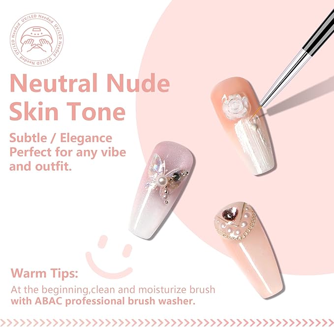 ABAC Solid Gel Nail Polish,Ombre Gel Nail Polish,Pat Paint Nail Gel,Spring&Summer Hema-free 24 Colors Soak Off Gel Polish Kit with Double-Ended Nail Art Brush for Salon and Nail Art DIY at Home