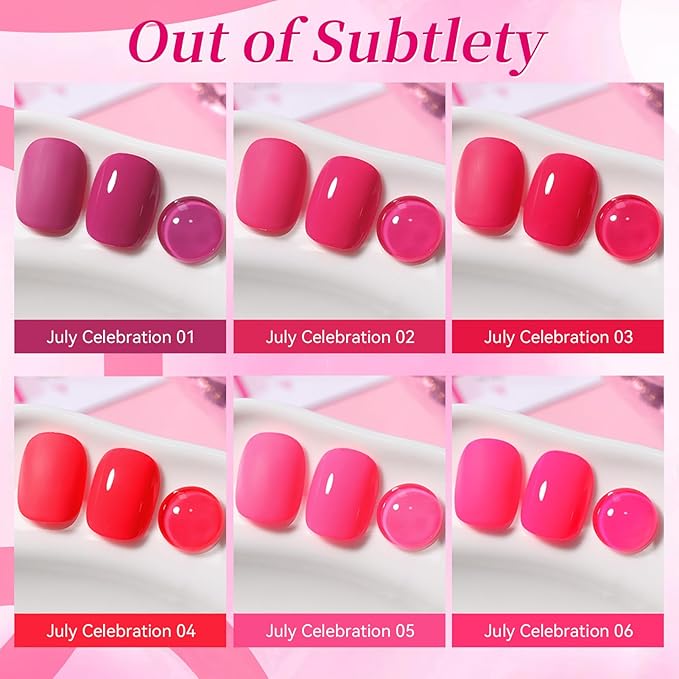 BORN PRETTY Hot Pink Gel Nail Polish Set 6 Colors,Neon Dragon Fruit Bright Pink Purple Bloody Red Soak off U v Gel Polish Kit for Salon Manicure and Nail Art DIY at Home