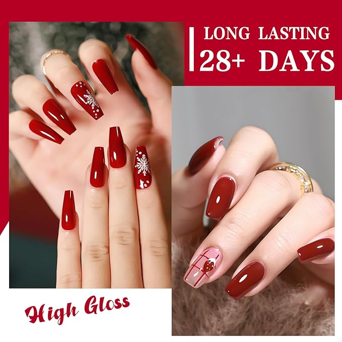 JR 9pcs 15ml Nail Gel Polish Bloody Mary Red Set UV Manicure Gel Nail Polish Kit Soak Off Polish Home DIY Gift J