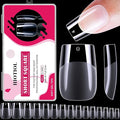 Short Square Nail Tips, 360Pcs Soft Gel Full Cover Nail Tips for Soak off Nail Extensions, Half Matte Clear False Gel Nails for Salons and DIY Nail Art, 15 Sizes