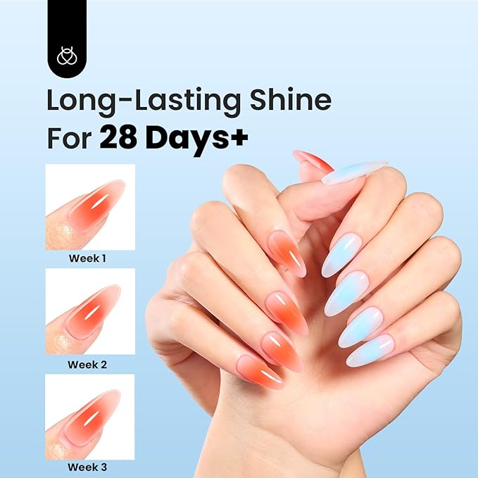 Beetles Gel Top Coat and Base Coat Set - 2Pcs 15ml Super Shiny and Long Lasting for Gel Nail Polish Soak Off LED Nail Lamp Fall Halloween Nail Art Design