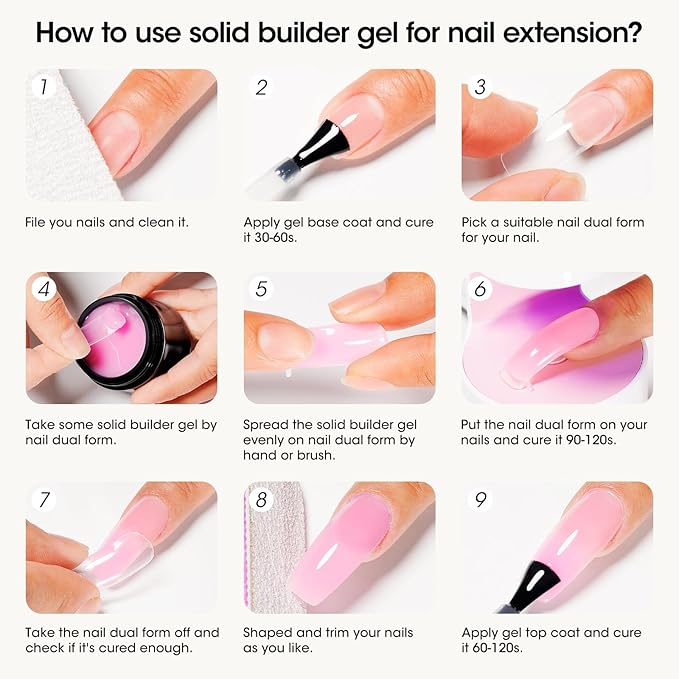 Gellen Clear Solid Builder Gel for Nails, Multifunctional 3D Sculpting Gel for Nail Art