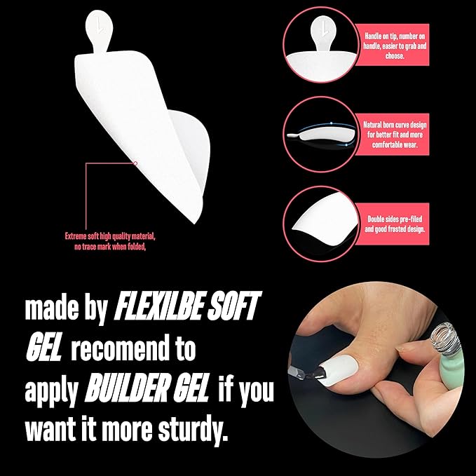 NOVO OVO 120 pcs Long Toe Nail Tips Press on, Curved Full Cover Longtoes Claw, White Double Matte Pre-filed Nail Extension for Pedicure Acrylic, Tapered Square Soft Gel Toenails x 12 Sizes