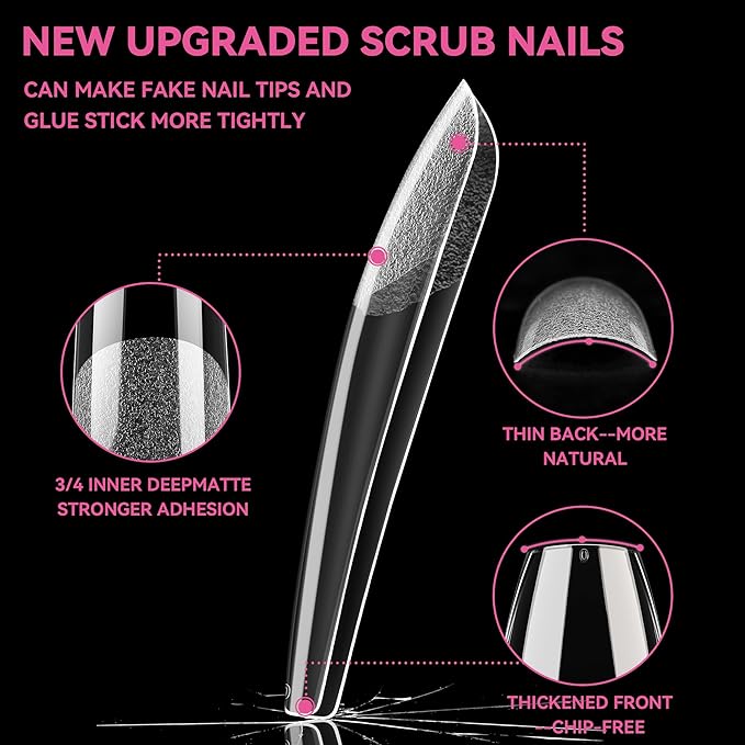UNA GELLA Extra Long Coffin Nail Tips XXL Soft Gel Nail Tips Coffin 120pcs Pre-shape Press On Nails No C Curve Full Cover Ballerina Nail Tip Clear Fake Nail for Acrylic Nail Soak Off DIY Salon 12Sizes