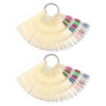 300 Tips Nail Swatch Sticks with Metal Split Ring Fan-shaped Display Nail Practice Sticks Nail Sample Swatches for Nail Art Polish Practice Nail Color Display (Natural)