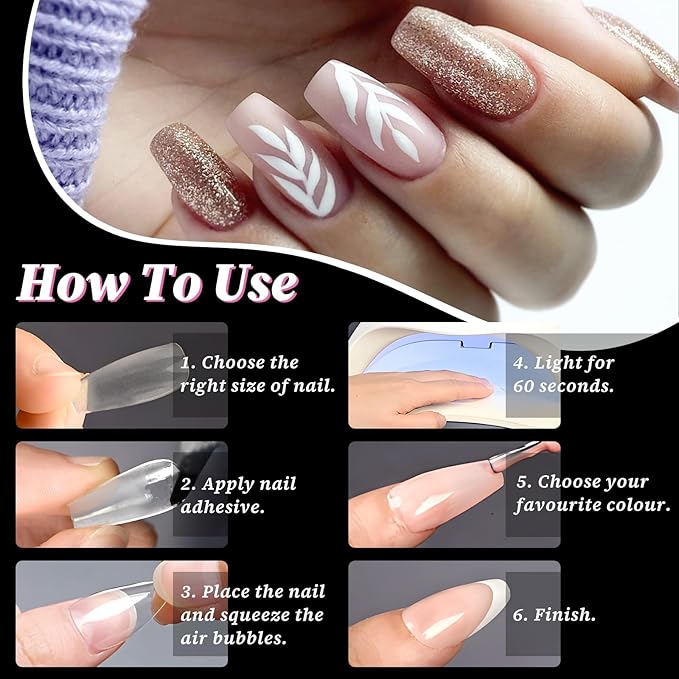 300pc Medium Square Nail Tips Medium Fake Nails Tips Square Acrylic Nails Tips Clear Press on Nails Soft Gel Nail Tips Full Cover False Nail Artificial Fingernail for Gel Nail Extensions